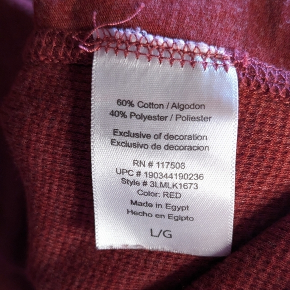 Levi's Large Brick Red Pullover Crew Neck Long Sleeve Shirt‎ - Picture 6 of 7
